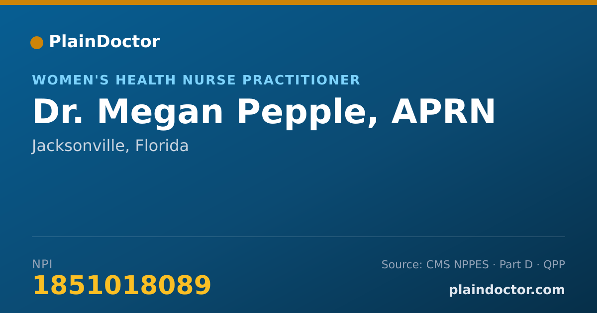 Shareable card for Megan Pepple, APRN - Women's Health Nurse Practitioner, Jacksonville, FL