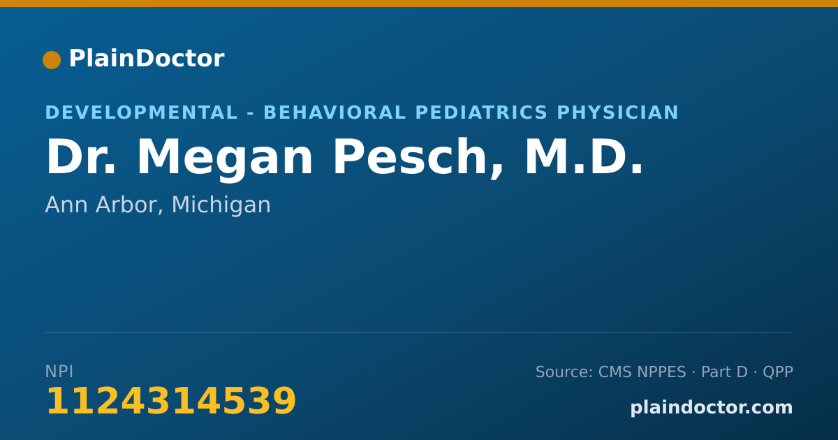 Shareable card for Megan Pesch, M.D. - Developmental - Behavioral Pediatrics Physician, Ann Arbor, MI