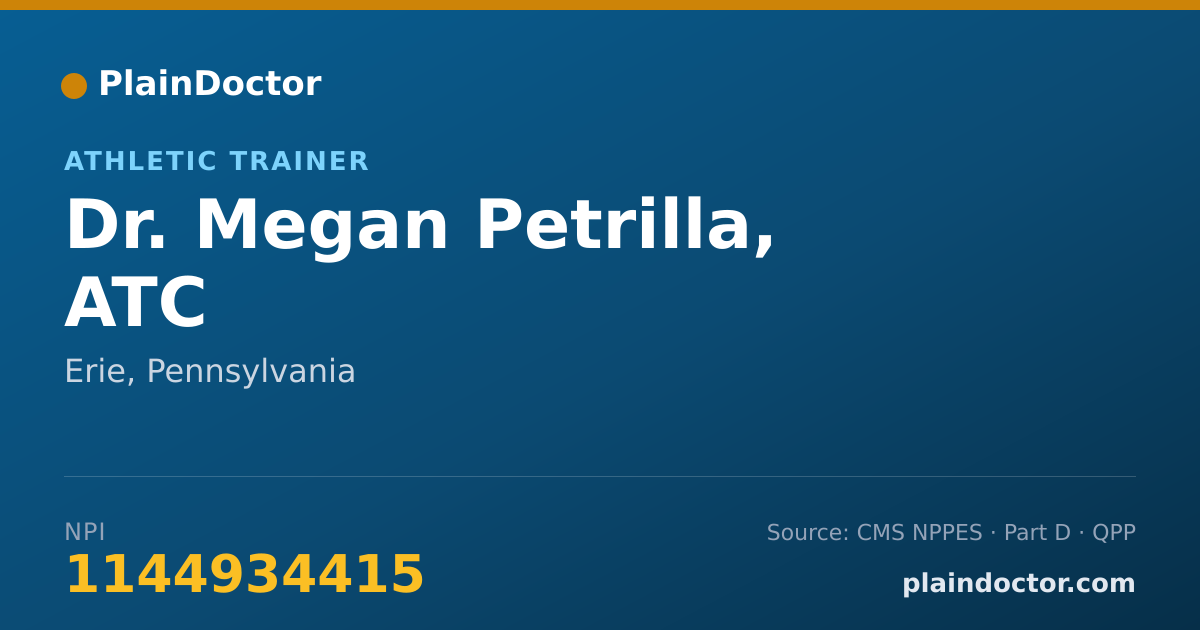 Shareable card for Megan Petrilla, ATC - Athletic Trainer, Erie, PA