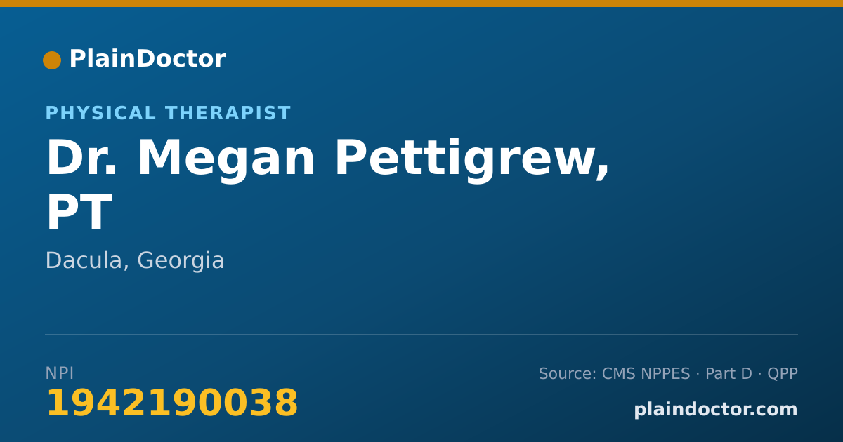 Shareable card for Megan Pettigrew, PT - Physical Therapist, Dacula, GA