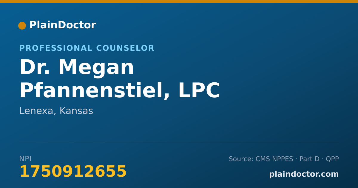 Shareable card for Megan Pfannenstiel, LPC - Professional Counselor, Lenexa, KS