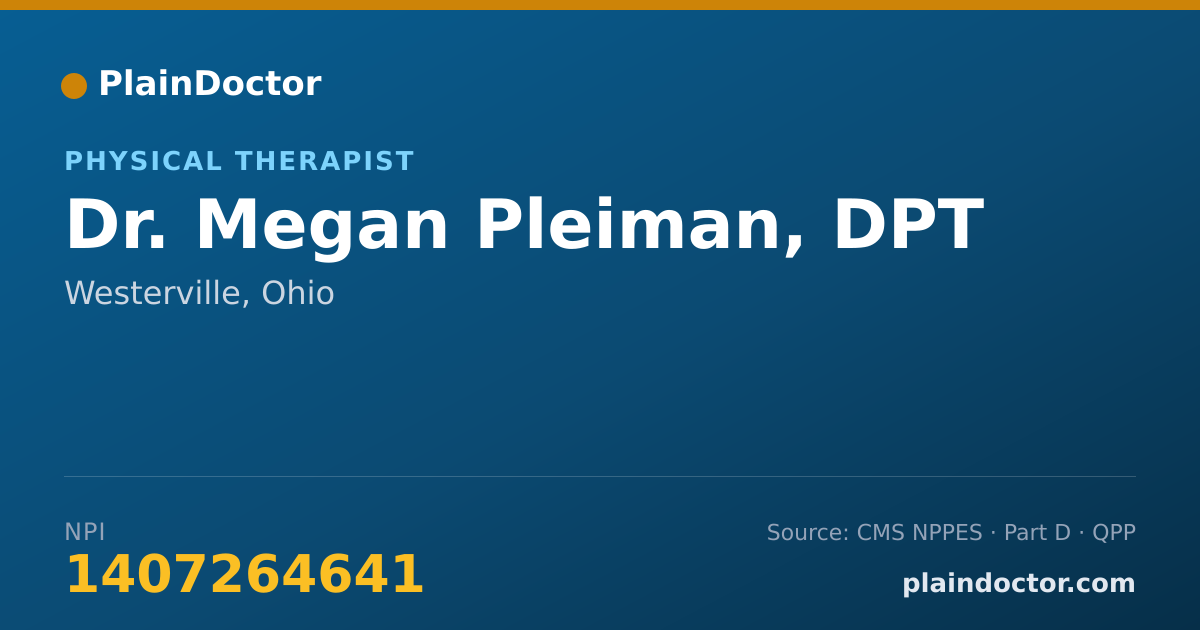 Shareable card for Megan Pleiman, DPT - Physical Therapist, Westerville, OH