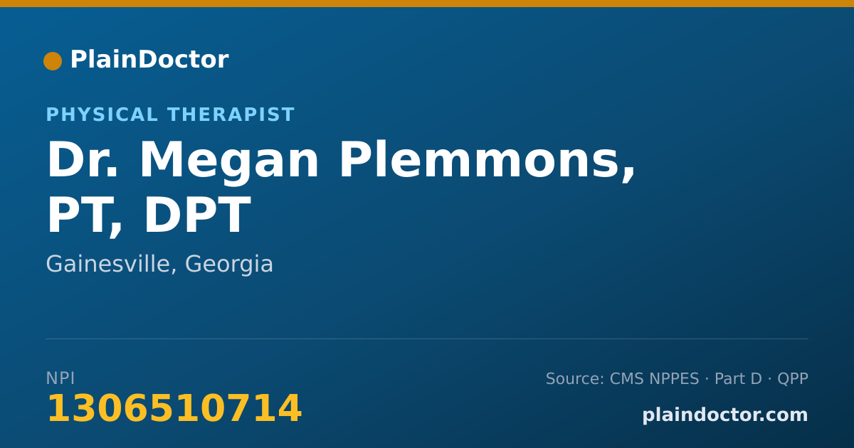 Shareable card for Megan Plemmons, PT, DPT - Physical Therapist, Gainesville, GA