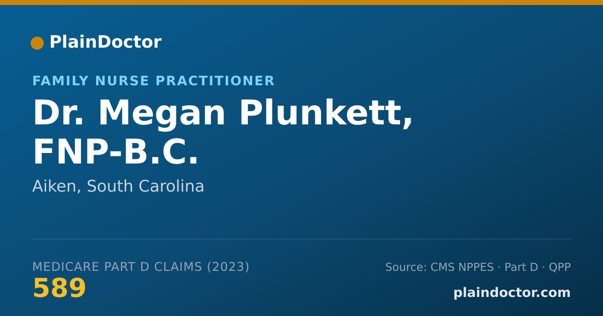 Shareable card for Megan Plunkett, FNP-B.C. - Family Nurse Practitioner, Aiken, SC