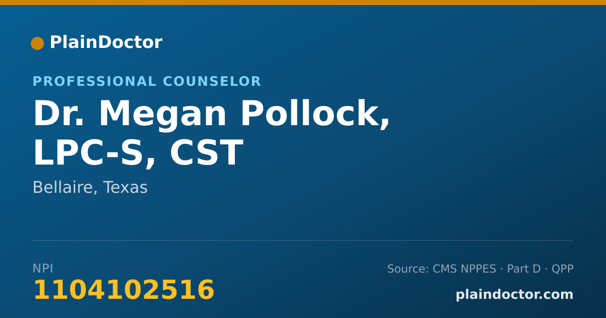 Shareable card for Megan Pollock, LPC-S, CST - Professional Counselor, Bellaire, TX