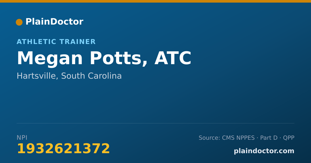 Shareable card for Megan Potts, ATC - Athletic Trainer, Hartsville, SC