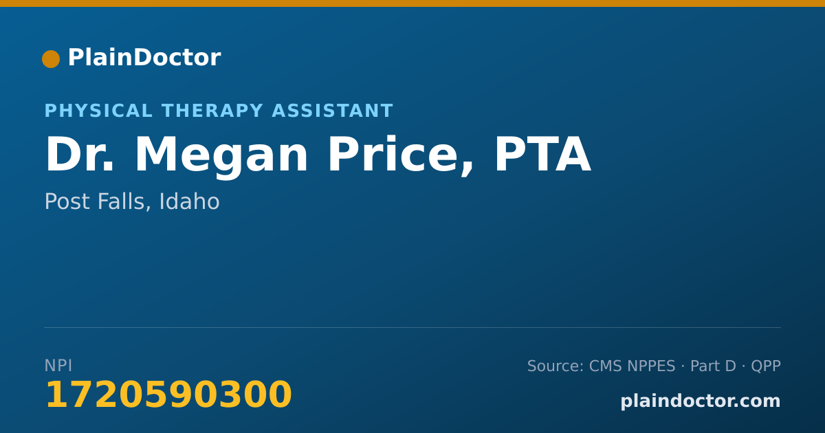 Shareable card for Megan Price, PTA - Physical Therapy Assistant, Post Falls, ID