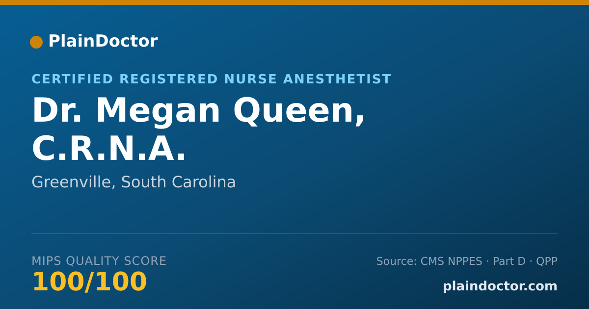 Shareable card for Megan Queen, C.R.N.A. - Certified Registered Nurse Anesthetist, Greenville, SC