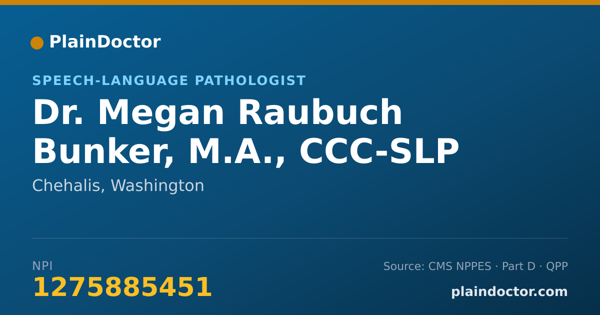 Shareable card for Megan Raubuch Bunker, M.A., CCC-SLP - Speech-Language Pathologist, Chehalis, WA