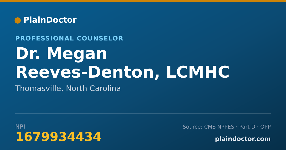 Shareable card for Megan Reeves-Denton, LCMHC - Professional Counselor, Thomasville, NC