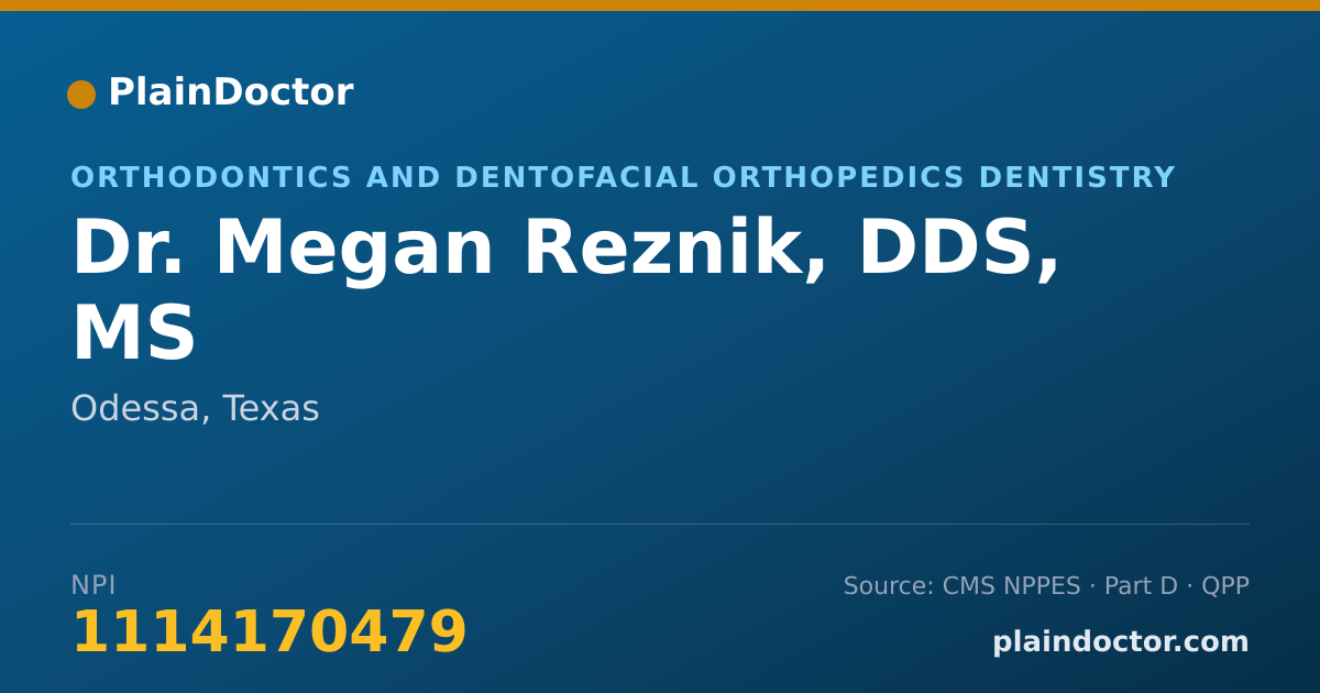 Shareable card for Megan Reznik, DDS, MS - Orthodontics and Dentofacial Orthopedics Dentistry, Odessa, TX
