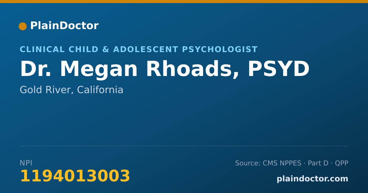 Shareable card for Megan Rhoads, PSYD - Clinical Child & Adolescent Psychologist, Gold River, CA
