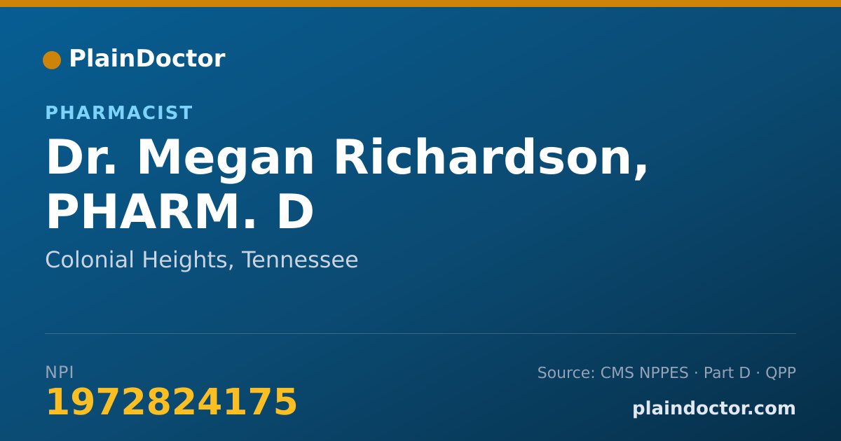 Shareable card for Megan Richardson, PHARM. D - Pharmacist, Colonial Heights, TN