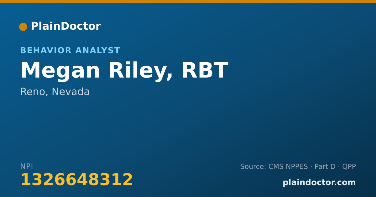 Shareable card for Megan Riley, RBT - Behavior Analyst, Reno, NV