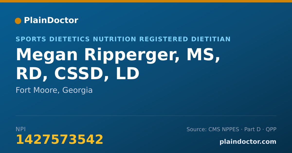Shareable card for Megan Ripperger, MS, RD, CSSD, LD - Sports Dietetics Nutrition Registered Dietitian, Fort Moore, GA
