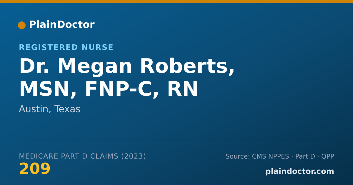 Shareable card for Megan Roberts, MSN, FNP-C, RN - Registered Nurse, Austin, TX