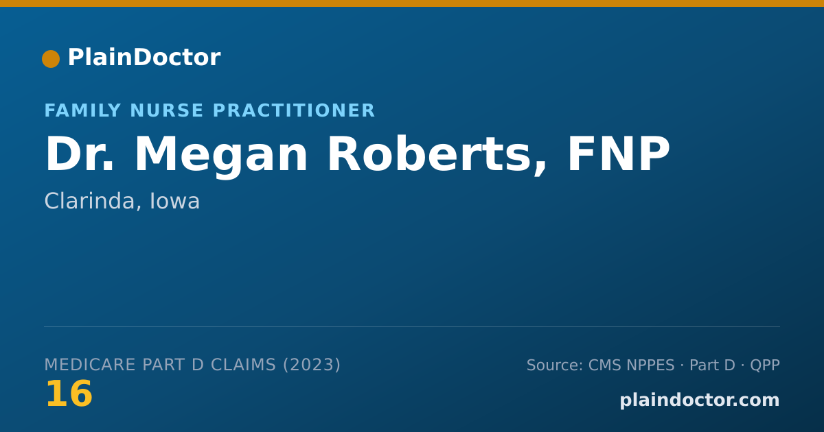 Shareable card for Megan Roberts, FNP - Family Nurse Practitioner, Clarinda, IA