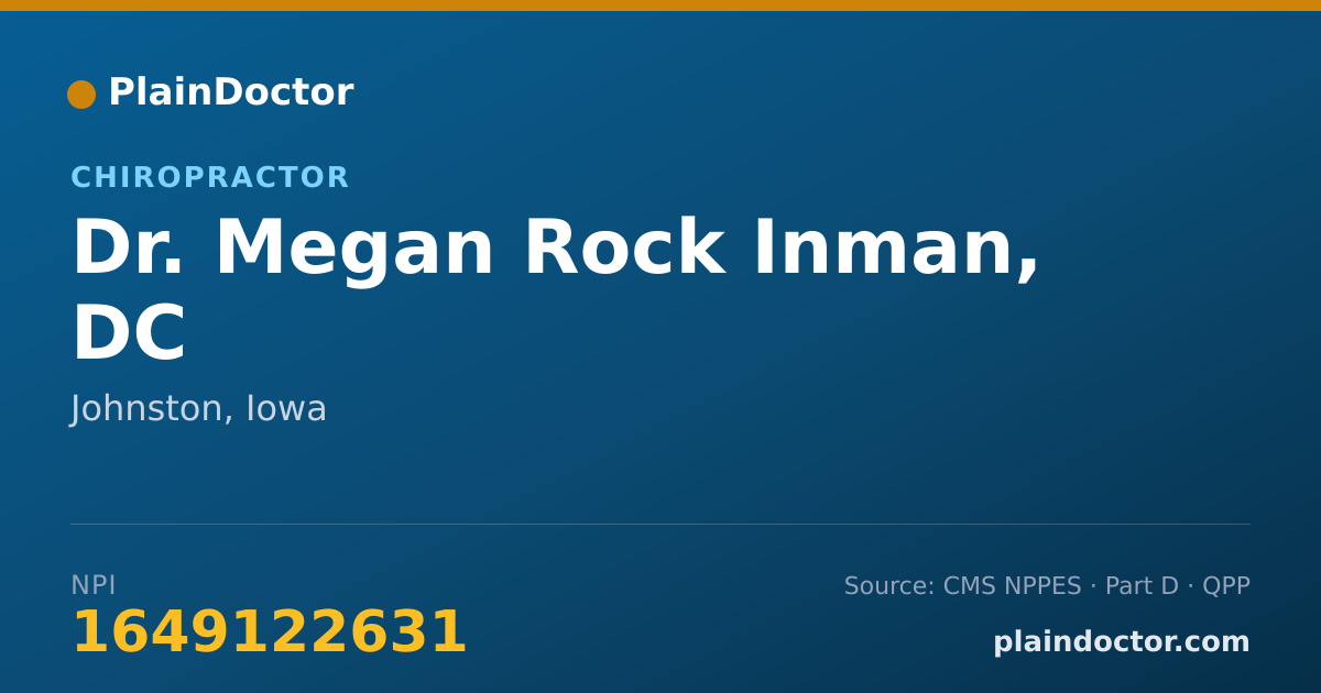 Shareable card for Megan Rock Inman, DC - Chiropractor, Johnston, IA