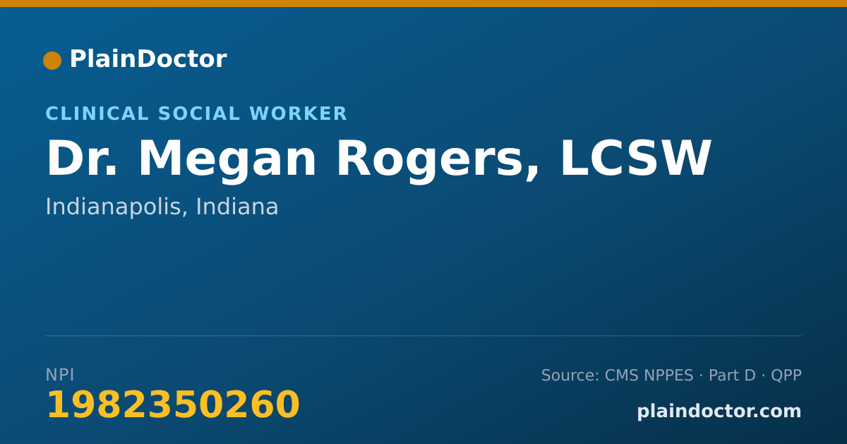 Shareable card for Megan Rogers, LCSW - Clinical Social Worker, Indianapolis, IN