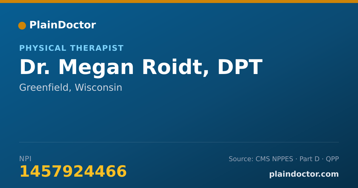 Shareable card for Megan Roidt, DPT - Physical Therapist, Greenfield, WI