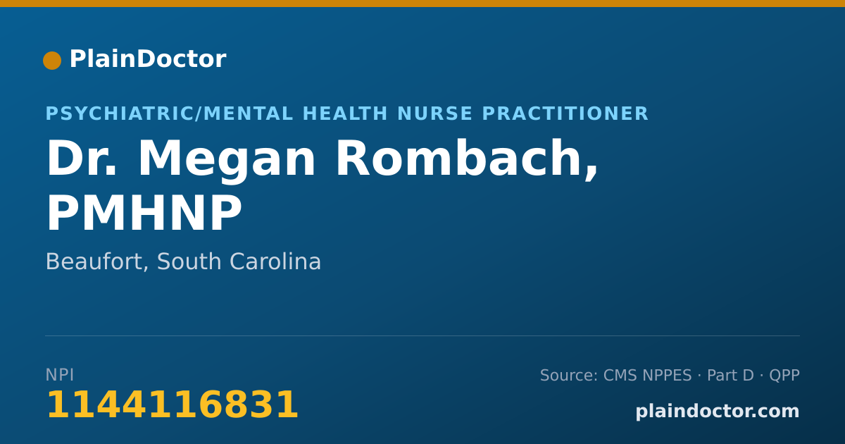 Shareable card for Megan Rombach, PMHNP - Psychiatric/Mental Health Nurse Practitioner, Beaufort, SC