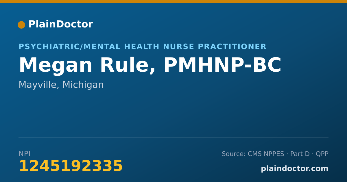 Shareable card for Megan Rule, PMHNP-BC - Psychiatric/Mental Health Nurse Practitioner, Mayville, MI
