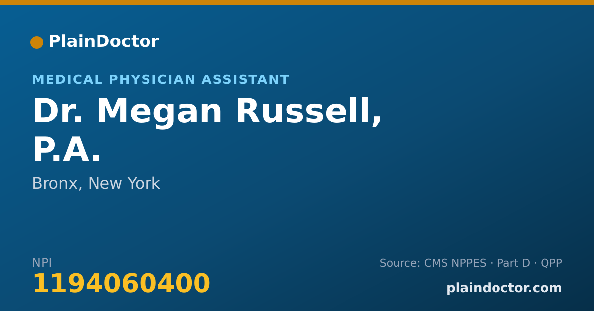 Shareable card for Megan Russell, P.A. - Medical Physician Assistant, Bronx, NY