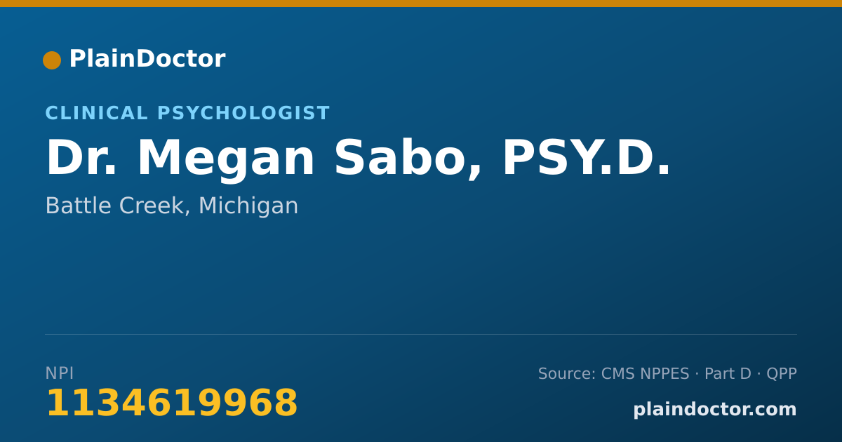 Shareable card for Megan Sabo, PSY.D. - Clinical Psychologist, Battle Creek, MI