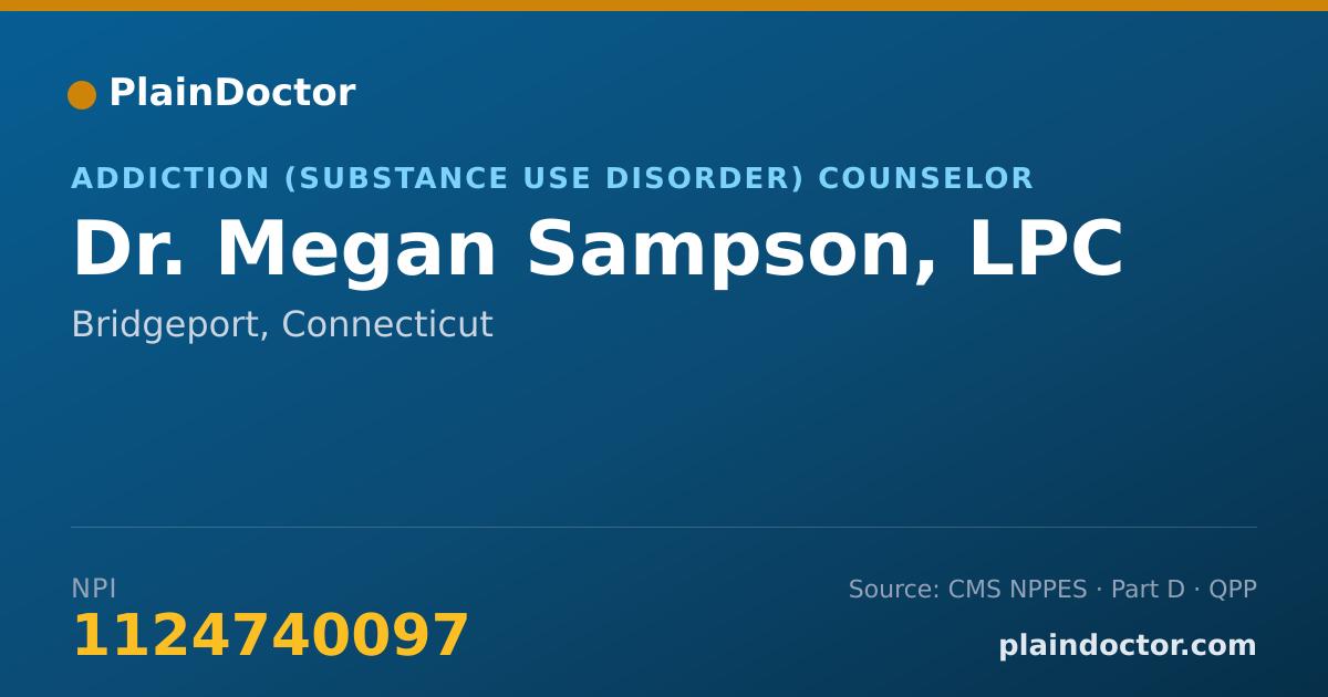 Shareable card for Megan Sampson, LPC - Addiction (Substance Use Disorder) Counselor, Bridgeport, CT