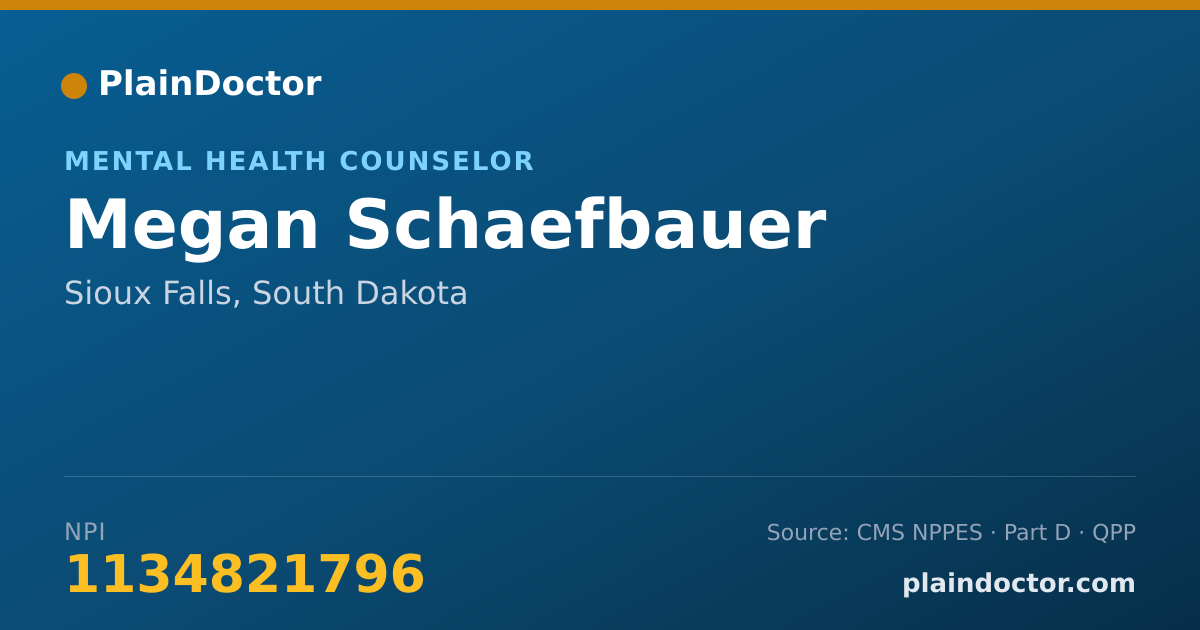 Shareable card for Megan Schaefbauer - Mental Health Counselor, Sioux Falls, SD