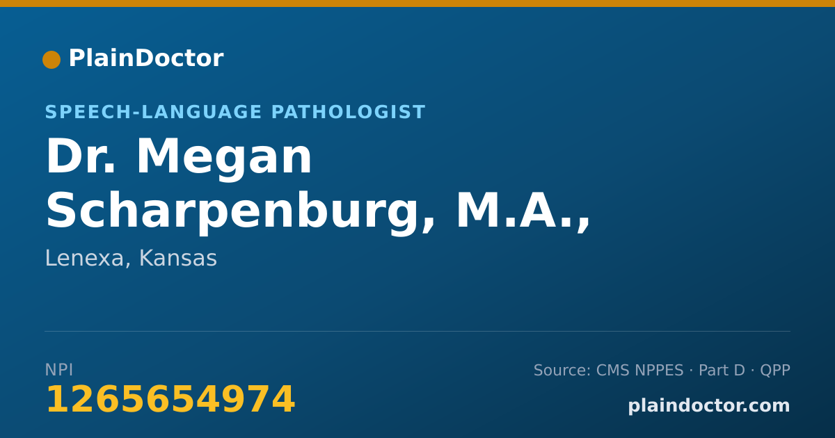 Shareable card for Megan Scharpenburg, M.A., SLP - Speech-Language Pathologist, Lenexa, KS