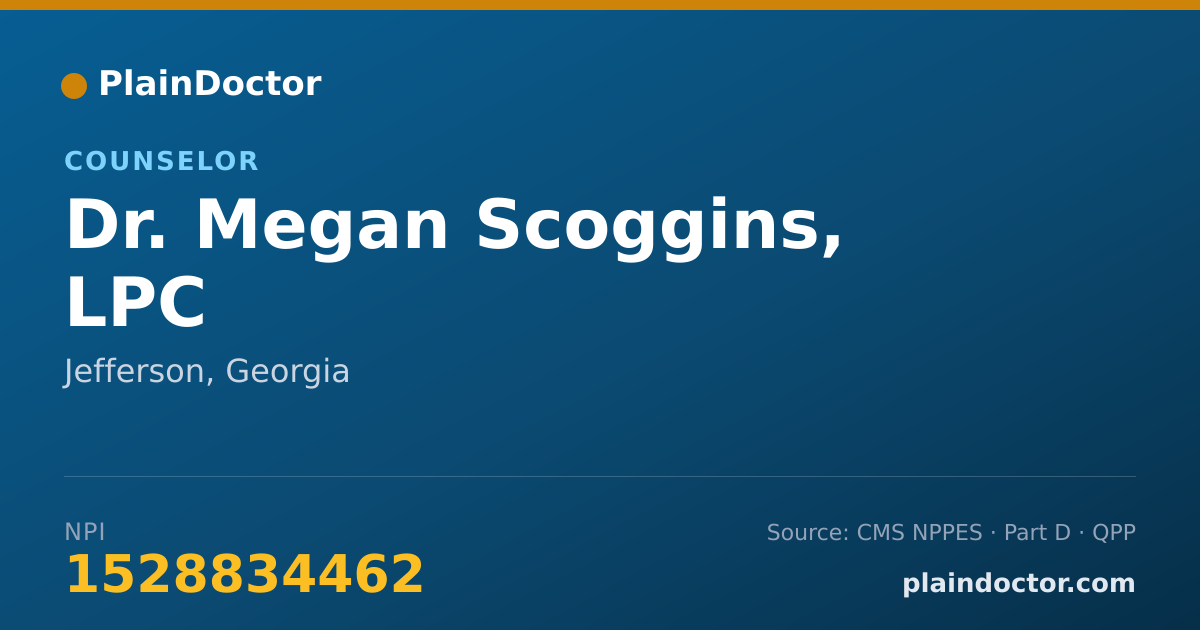 Shareable card for Megan Scoggins, LPC - Counselor, Jefferson, GA