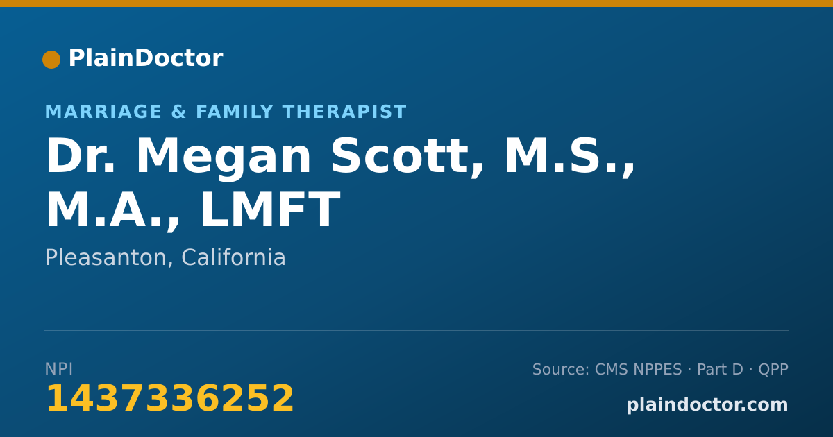 Shareable card for Megan Scott, M.S., M.A., LMFT - Marriage & Family Therapist, Pleasanton, CA