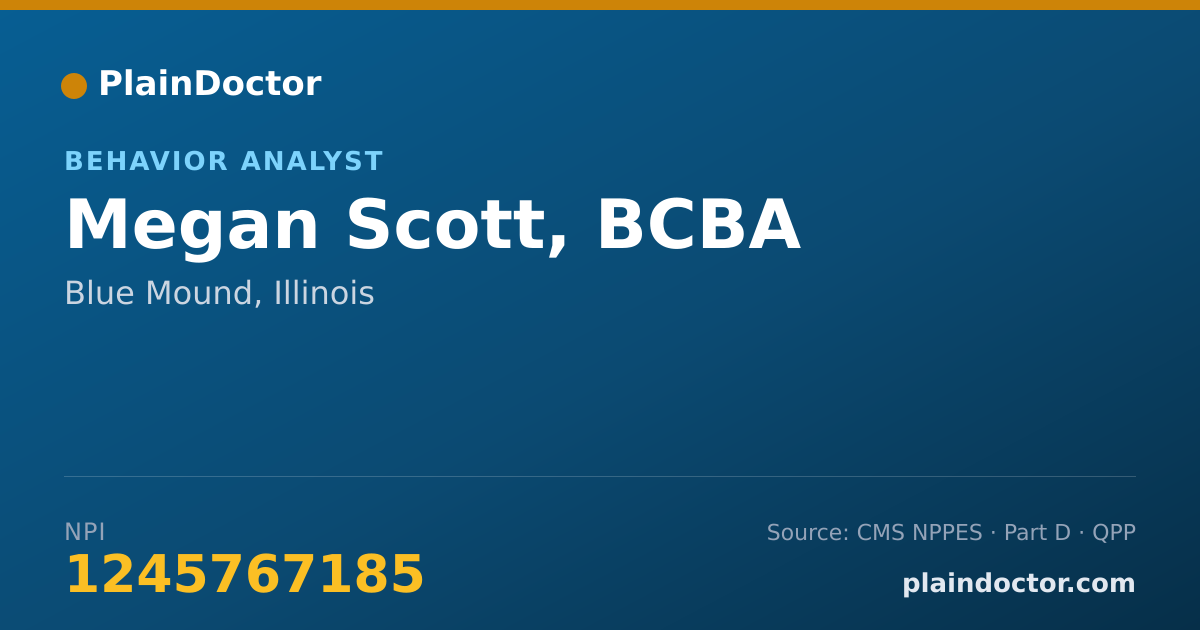 Shareable card for Megan Scott, BCBA - Behavior Analyst, Blue Mound, IL