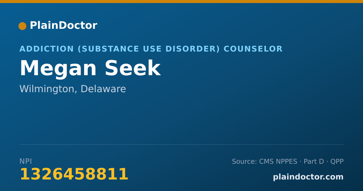 Shareable card for Megan Seek - Addiction (Substance Use Disorder) Counselor, Wilmington, DE