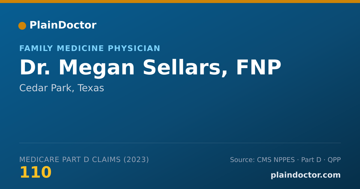 Shareable card for Megan Sellars, FNP - Family Medicine Physician, Cedar Park, TX