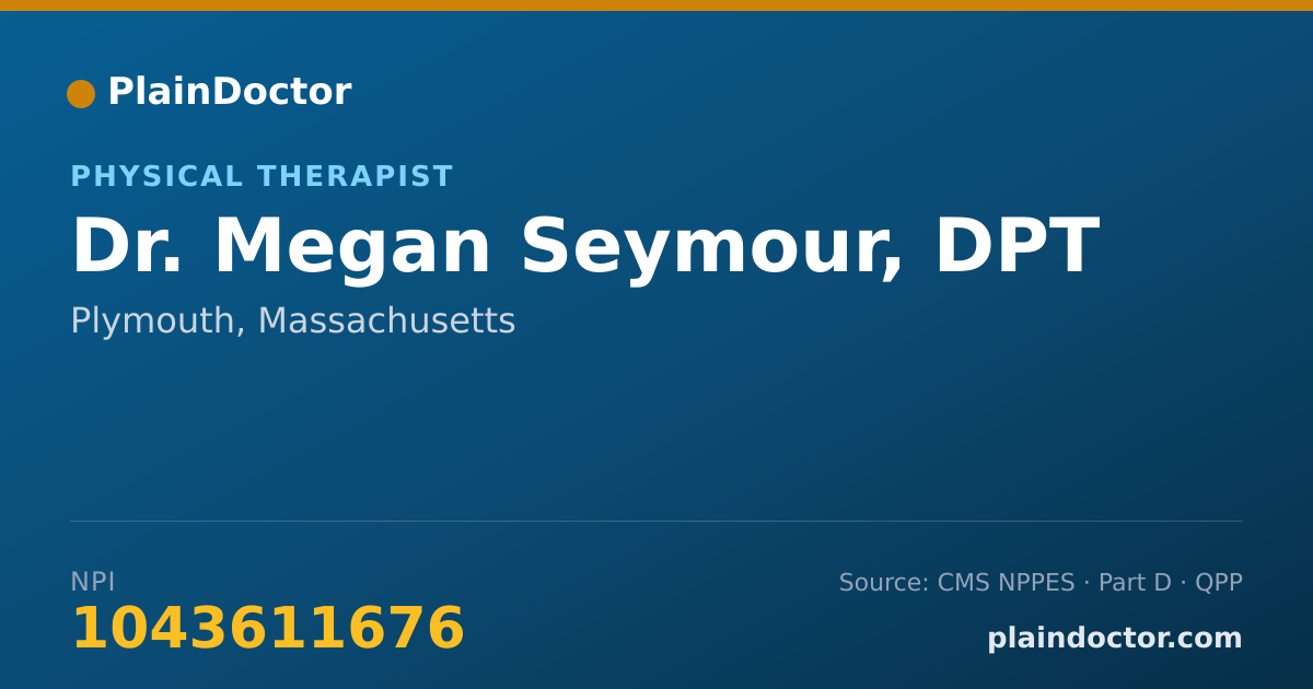 Shareable card for Megan Seymour, DPT - Physical Therapist, Plymouth, MA