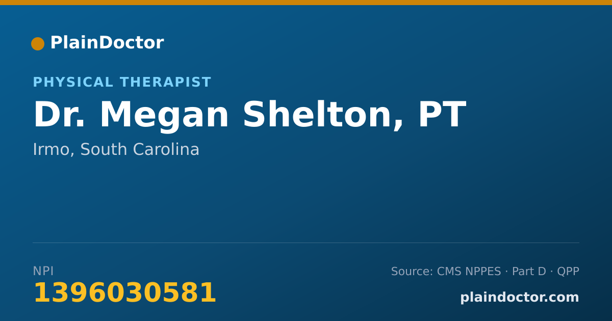 Shareable card for Megan Shelton, PT - Physical Therapist, Irmo, SC