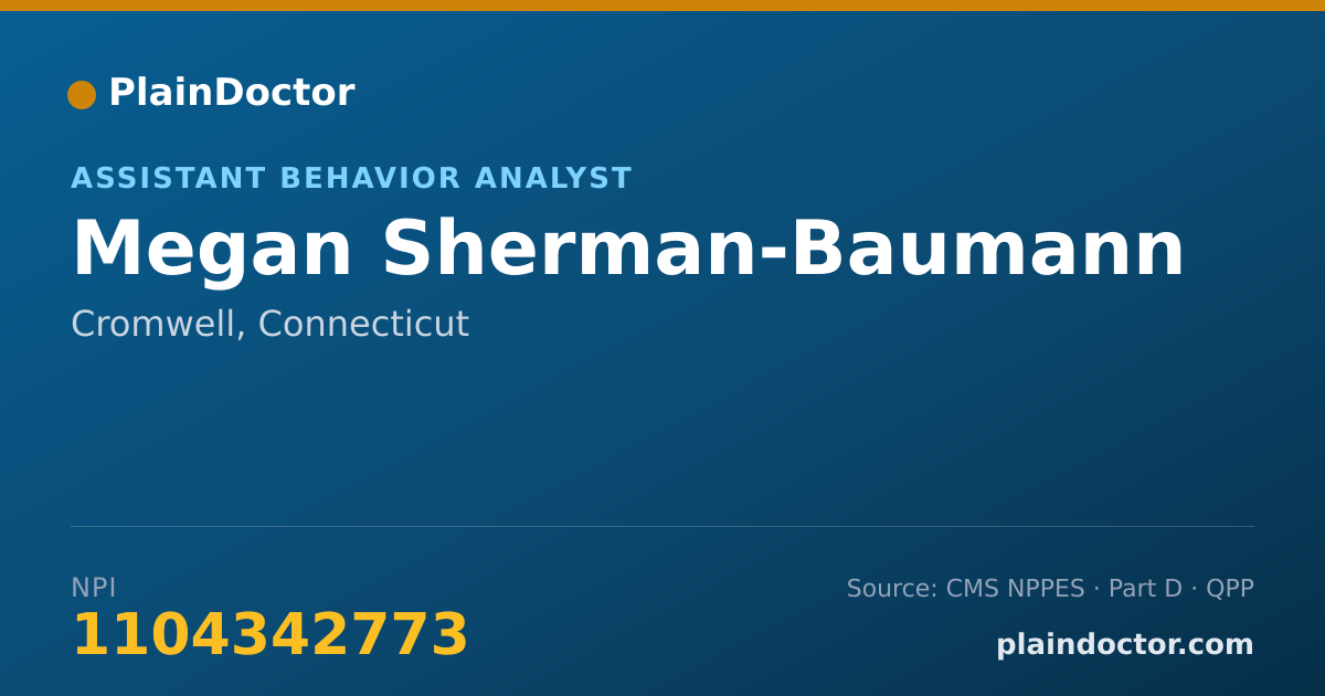 Shareable card for Megan Sherman-Baumann - Assistant Behavior Analyst, Cromwell, CT