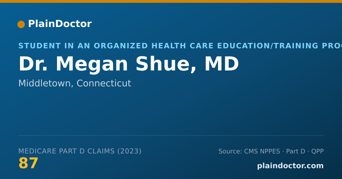 Shareable card for Megan Shue, MD - Student in an Organized Health Care Education/Training Program, Middletown, CT