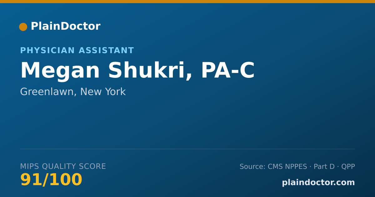 Shareable card for Megan Shukri, PA-C - Physician Assistant, Greenlawn, NY