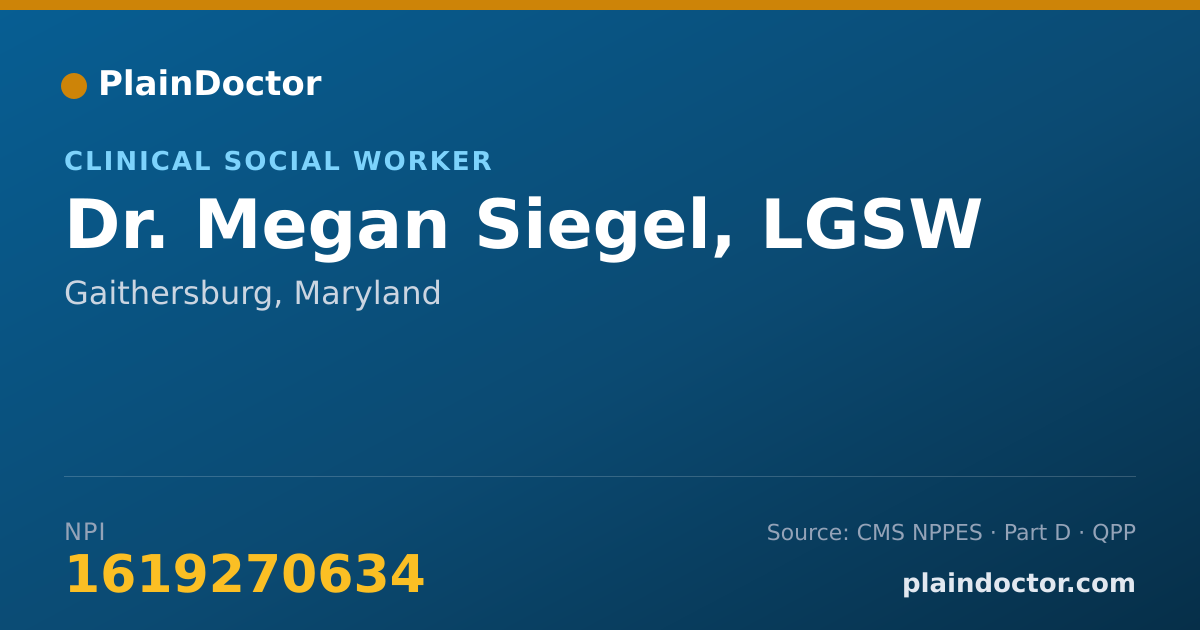 Shareable card for Megan Siegel, LGSW - Clinical Social Worker, Gaithersburg, MD