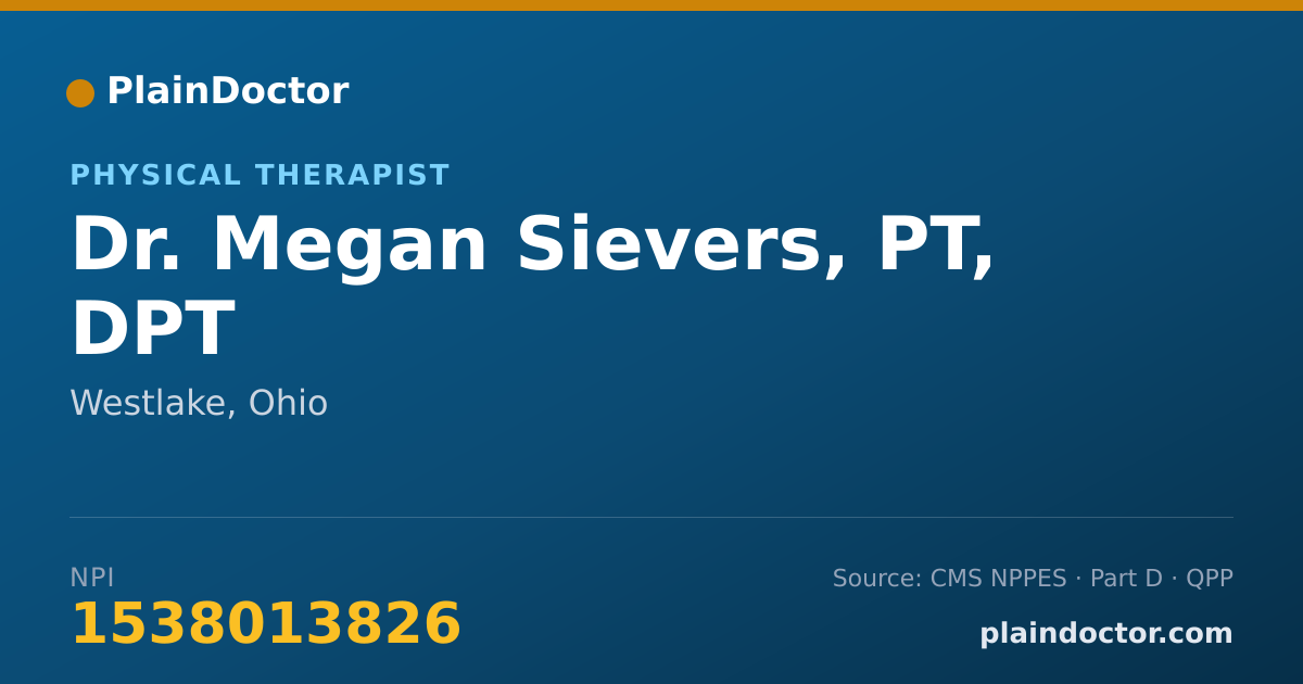 Shareable card for Megan Sievers, PT, DPT - Physical Therapist, Westlake, OH