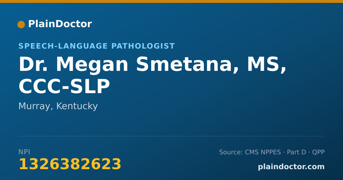 Shareable card for Megan Smetana, MS, CCC-SLP - Speech-Language Pathologist, Murray, KY