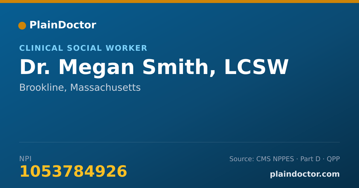 Shareable card for Megan Smith, LCSW - Clinical Social Worker, Brookline, MA