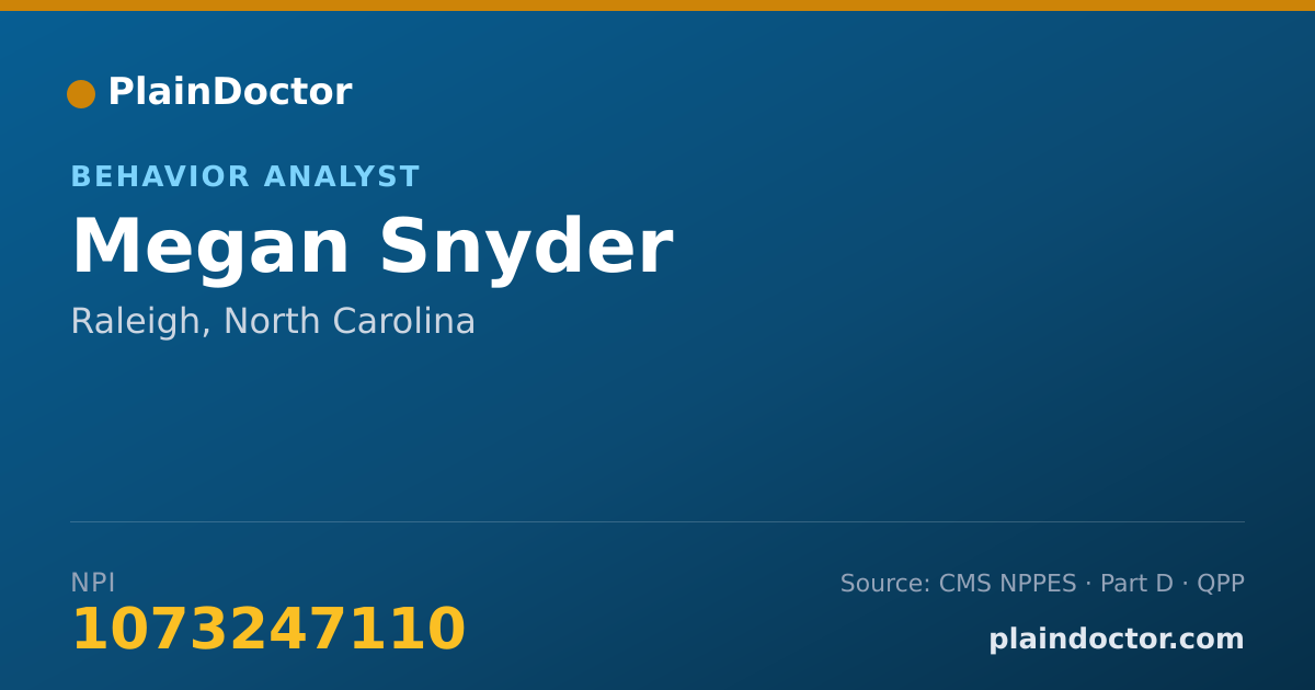 Shareable card for Megan Snyder - Behavior Analyst, Raleigh, NC