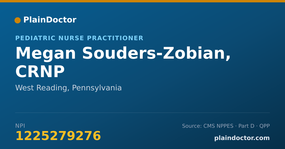 Shareable card for Megan Souders-Zobian, CRNP - Pediatric Nurse Practitioner, West Reading, PA