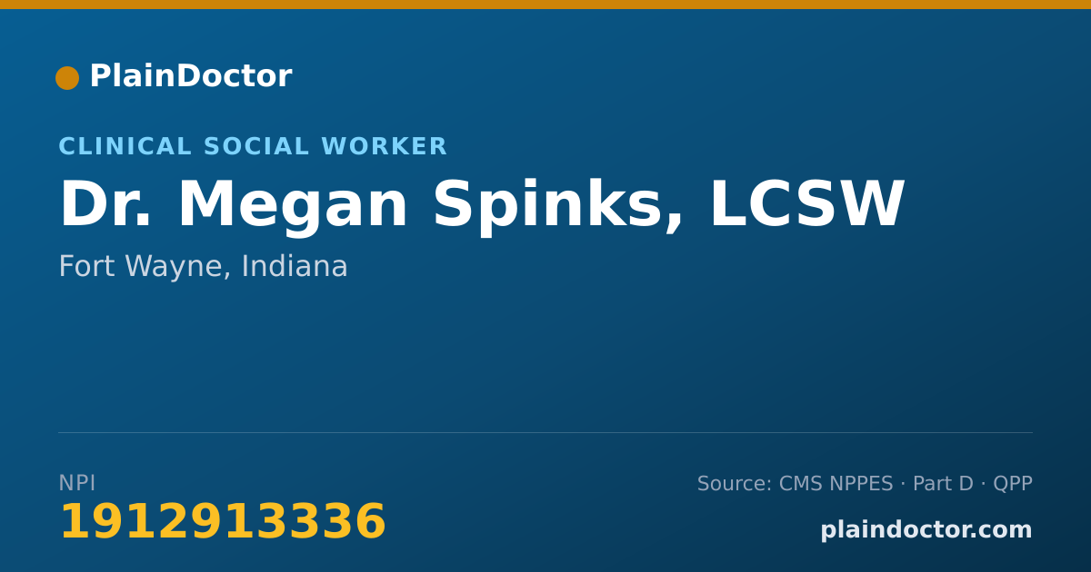Shareable card for Megan Spinks, LCSW - Clinical Social Worker, Fort Wayne, IN
