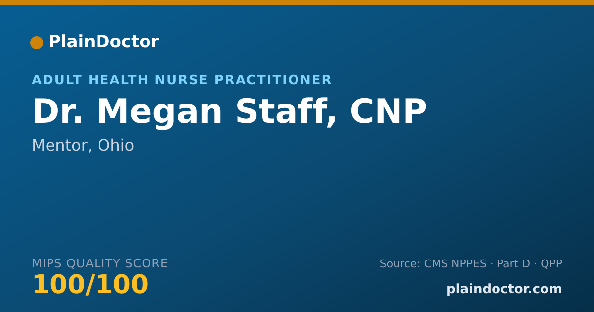 Shareable card for Megan Staff, CNP - Adult Health Nurse Practitioner, Mentor, OH