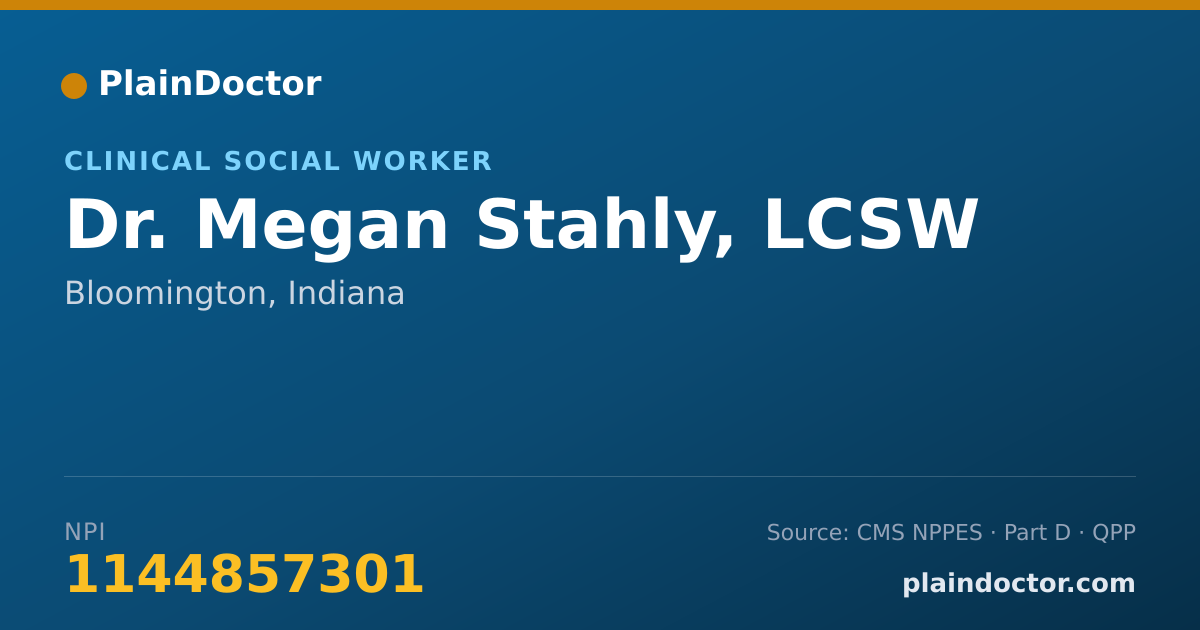 Shareable card for Megan Stahly, LCSW - Clinical Social Worker, Bloomington, IN